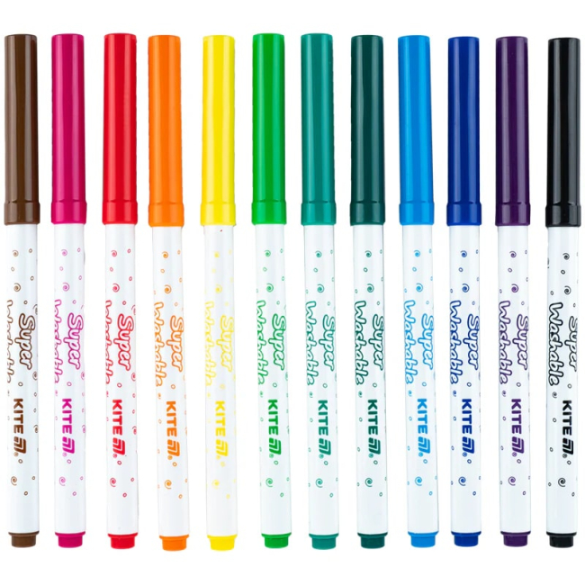 Канцтовары - Набор фломастеров Kite Creative superwashable 12 цветов (K-1152)#2