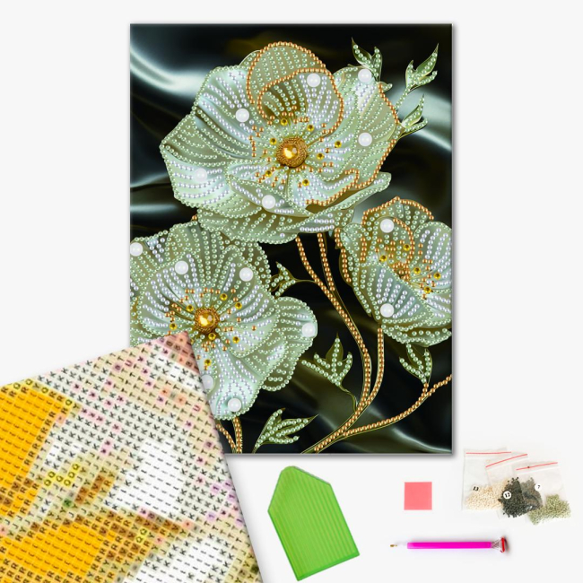 Мозаїка - Алмазна мозаїка Brushme Білі квіти (BH004)#2