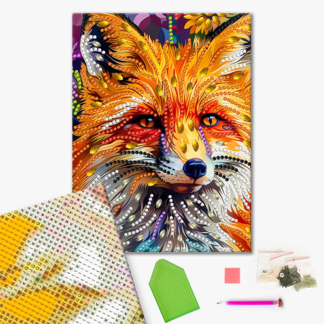 Мозаика - Алмазная мозаика Brushme Лис в цветах (BH036)#2