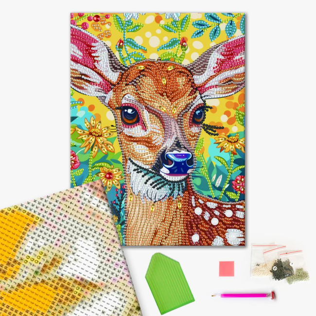 Мозаика - Алмазная мозаика Brushme Олененок в цветах (BH034)#2