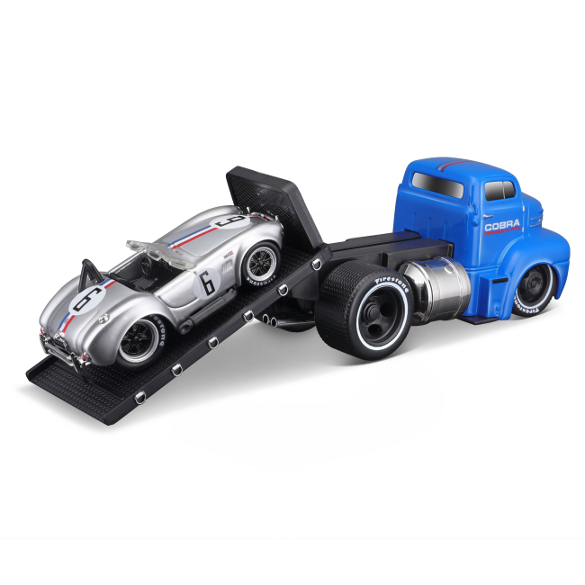 Транспорт і спецтехніка - Ігровий набір Maisto Muscle machines Трейлер-транспортер та машинка 1950 Ford COE Flatbed та 1964 Shelby Cobra (11532/2)#4