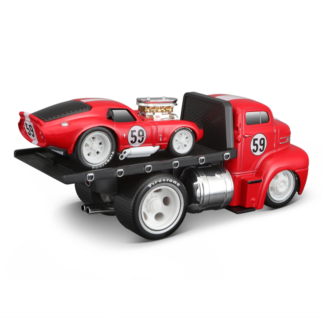 Транспорт и спецтехника - Игровой набор Maisto Muscle machines Трейлер-транспортер и машинка 1950 Ford COE Flatbed и 1965 Shelby Cobra Daytona Coupe (11532/5)#3