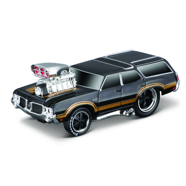 Транспорт и спецтехника - Игровой набор Maisto Muscle machines Трейлер-транспортер и машинка 1966 Chevrolet C60 Flatbed и 1970 Oldsmobile Vista Causea (11532/6)#5