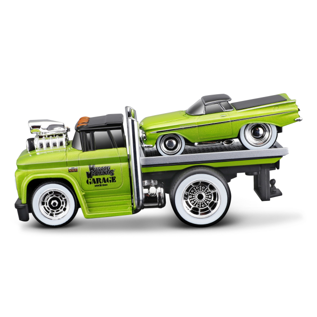 Транспорт і спецтехніка - Ігровий набір Maisto Muscle machines Трейлер-транспортер та машинка 1966 Chevrolet C60 Flatbad та 1959 Chevrolet El Camino (11532/8)#2