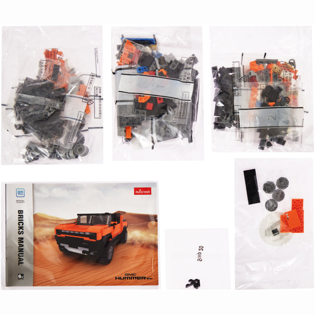 Конструкторы с уникальными деталями - Конструктор Rastar Bricks Hummer EV 1:30 Оранжевый 454 детали (454.00.88)#2