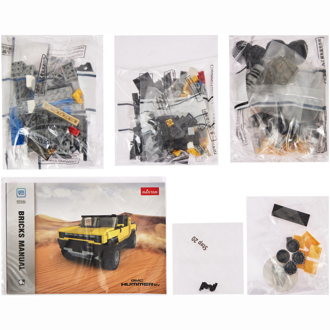 Конструкторы с уникальными деталями - Конструктор Rastar Bricks Hummer EV 1:30 Желтый 454 детали (454.00.89)#2