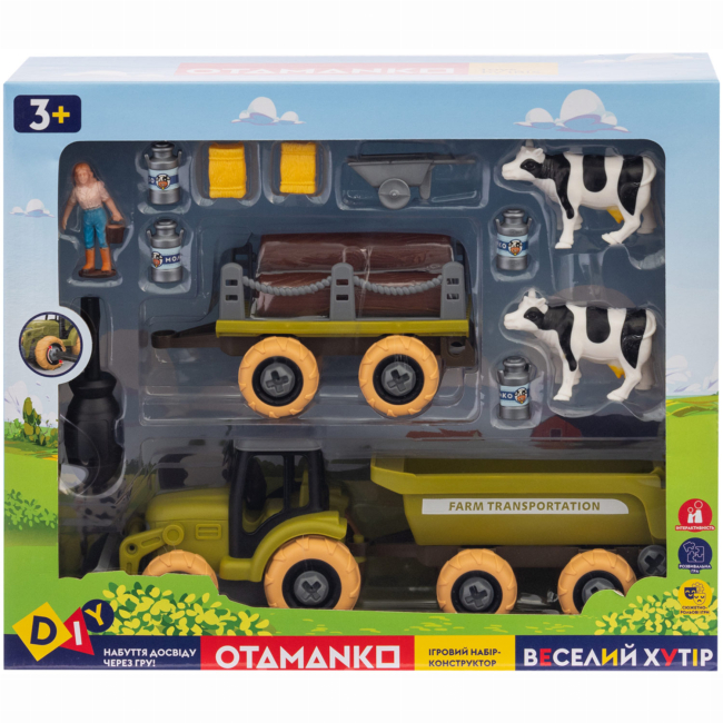 Транспорт і спецтехніка - Ігровий набір Otamanko Веселий хутір Трактор з причепами і фермер (532.01.62)#2