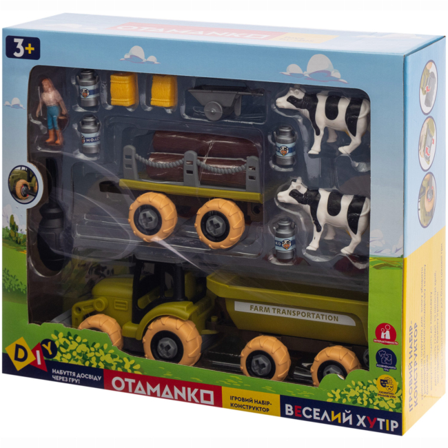 Транспорт і спецтехніка - Ігровий набір Otamanko Веселий хутір Трактор з причепами і фермер (532.01.62)#3