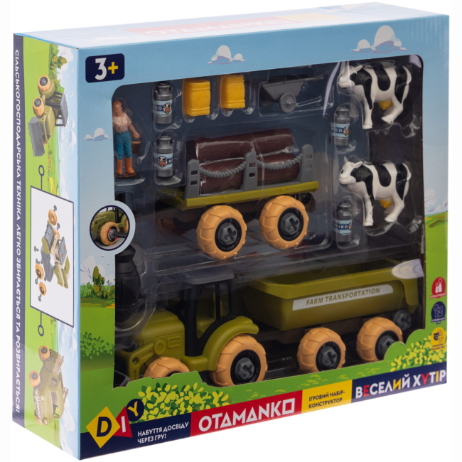 Транспорт і спецтехніка - Ігровий набір Otamanko Веселий хутір Трактор з причепами і фермер (532.01.62)#4