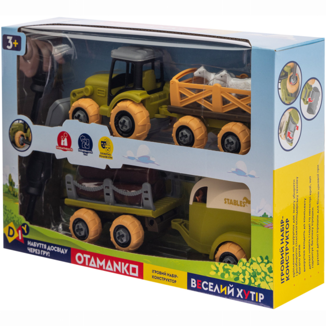 Транспорт и спецтехника - Игровой набор Otamanko Веселый хутор Трактор с двумя прицепами, конь и овцы (532.01.65)#3