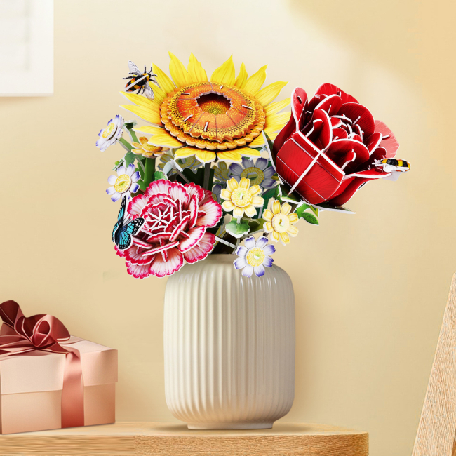 3D-пазли - Тривимірний пазл CubicFun Букет квітів Троянда (W3301h)#4