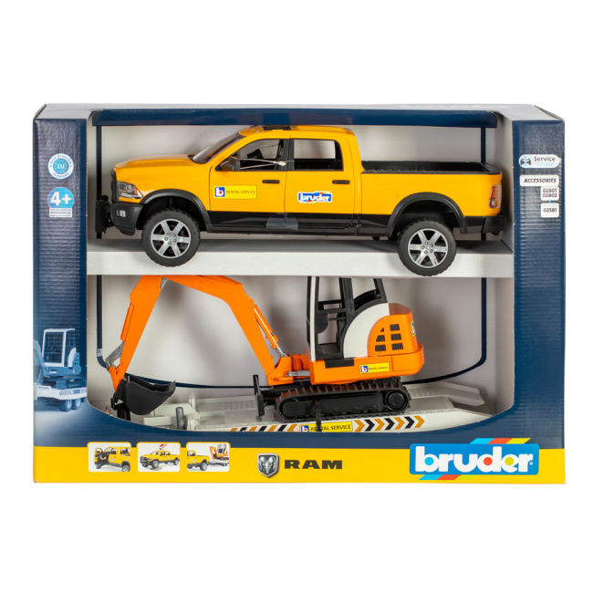 Транспорт и спецтехника - Автомодель Bruder RAM с прицепом-лафетой и мини-экскаватором (02546)#5