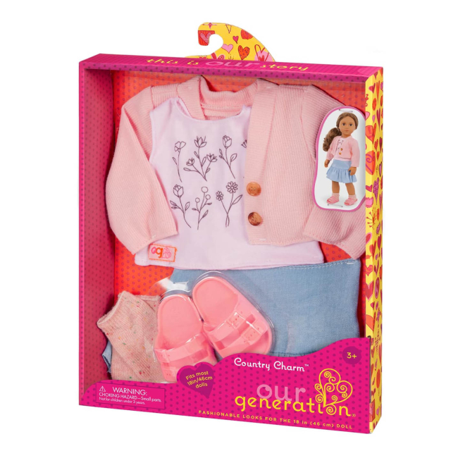 Одежда и аксессуары - Набор одежды для куклы Our Generation Повседневный розовый свитер и юбка (BD30542Z)#2