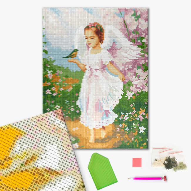 Товары для рисования - Алмазная мозаика Brushme Ангелочек с птичкой (DRBS53707)#2