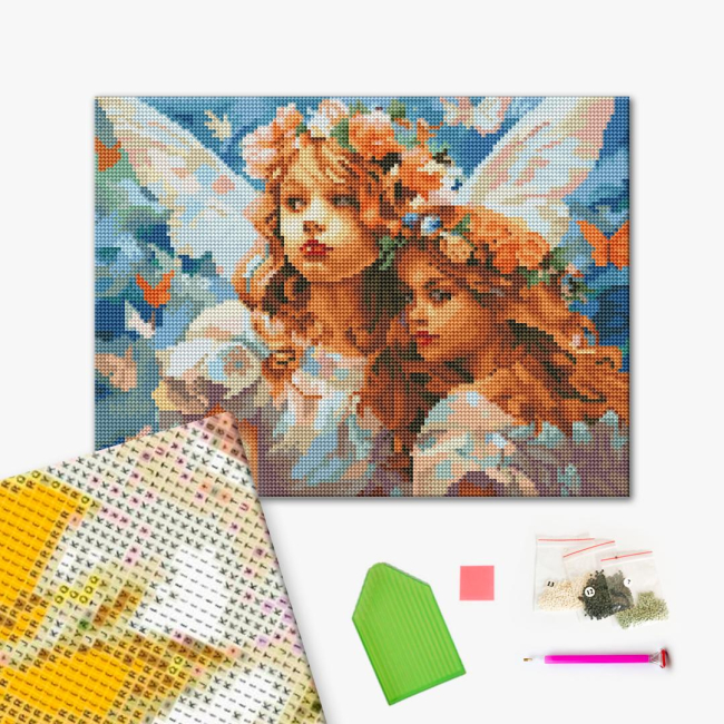 Товары для рисования - Алмазная мозаика Brushme Ангелы в цветочных венках (DRBS53755)#2