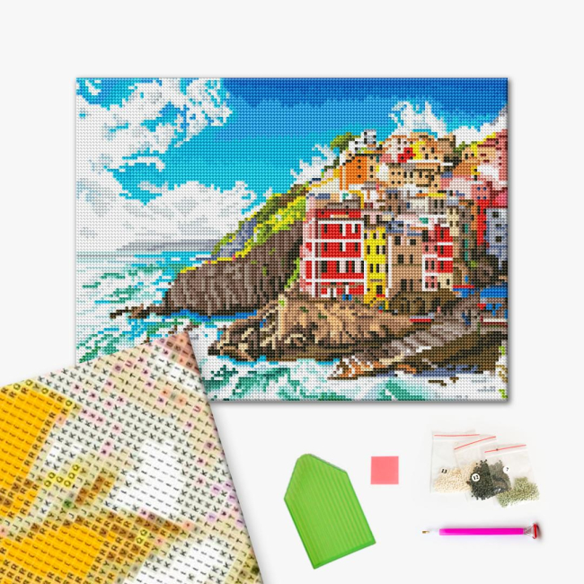 Товари для малювання - Алмазна мозаїка Brushme Містечко на скелях (RDBS7002)#2