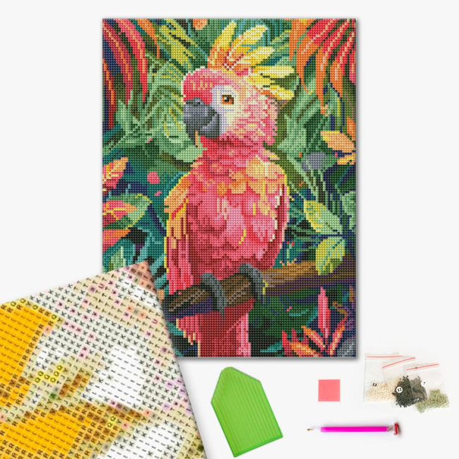 Товары для рисования - Алмазная мозаика Brushme Розовый попугай (RDBS7007)#2