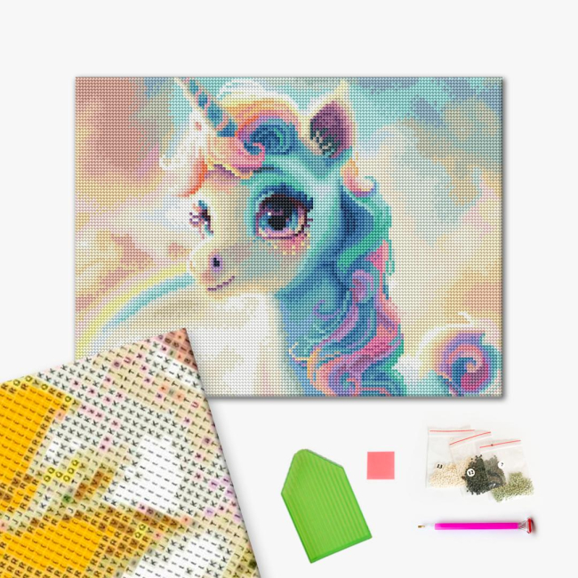 Товары для рисования - Алмазная мозаика Brushme Цветной единорог (RDBS7008)#2