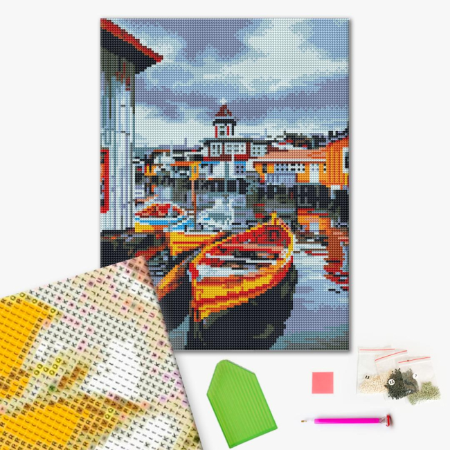 Товары для рисования - Алмазная мозаика Brushme Лодка возле городка (RDBS7014)#2