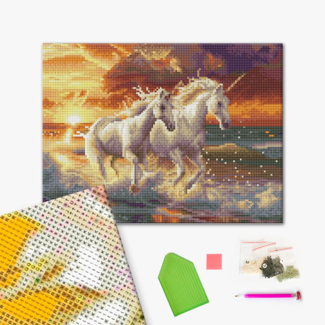 Товары для рисования - Алмазная мозаика Brushme Единороги на побережье (RDBS7023)#2