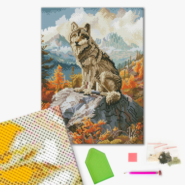 Товары для рисования - Алмазная мозаика Brushme Горный волк (RDBS7025)#2