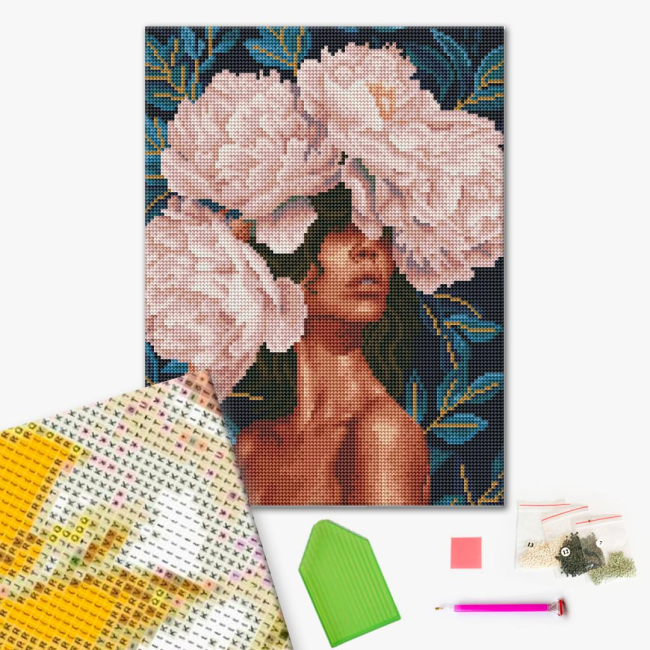 Товары для рисования - Алмазная мозаика Brushme Девушка в пионах (RDBS7031)#2