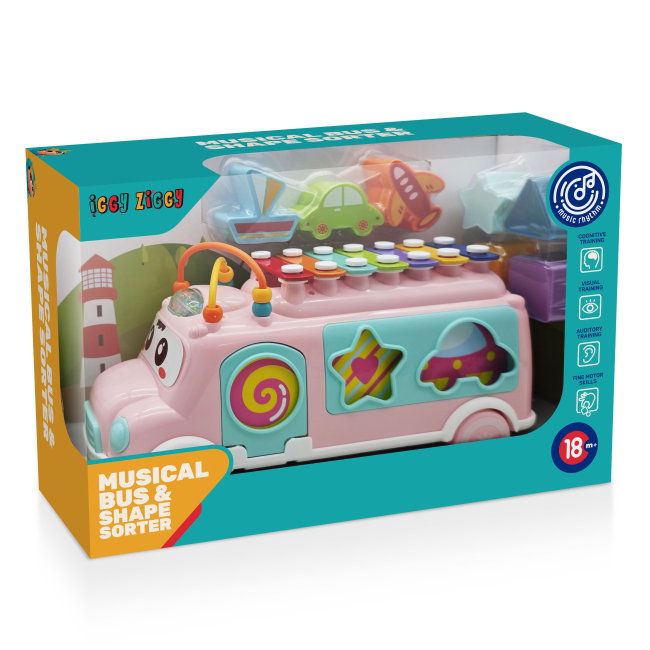 Развивающие игрушки - Сортер Iggy Ziggy Music bus 3 в 1 розовый (3858894670963/2)#2