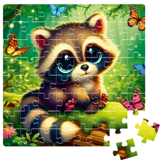 Пазлы - Пазл De.tail Енот с бабочками 64 детали (DT1234-12)#2