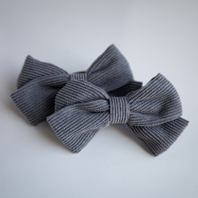 Біжутерія та аксесуари - Бантики Baby Hipster Мікровельвет сірий 2 штуки (2110000049225)#2