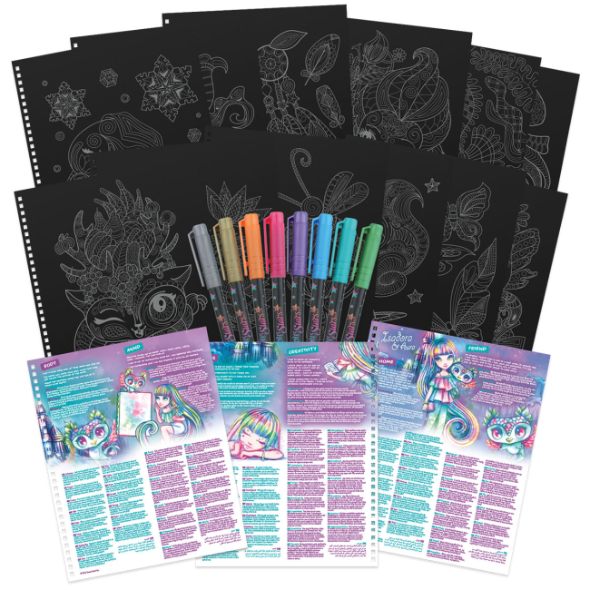 Товари для малювання - Набір для творчості Nebulous stars Розмальовка Айседора чорні аркуші (11136)#2