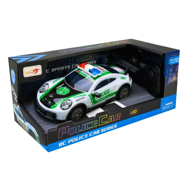 Радиоуправляемые модели - ​Автомодель Країна Іграшок на радиоуправлении Полицейская машина белая с черно-зелеными наклейками (998-5B/2)#2
