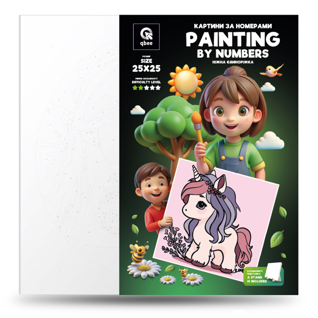 Товари для малювання - Картина за номерами Qbee Ніжна єдиноріжка 25 х 25 см (QB900-013)#5