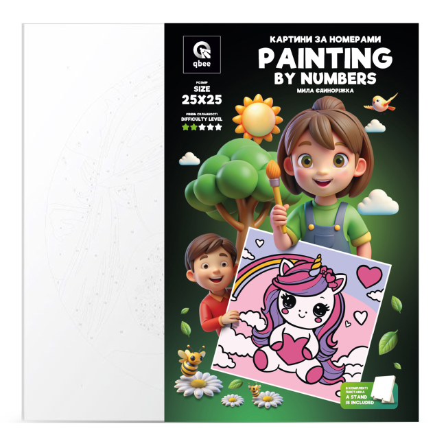Товари для малювання - Картина за номерами Qbee Мила єдиноріжка 25 х 25 см (QB900-052)#5