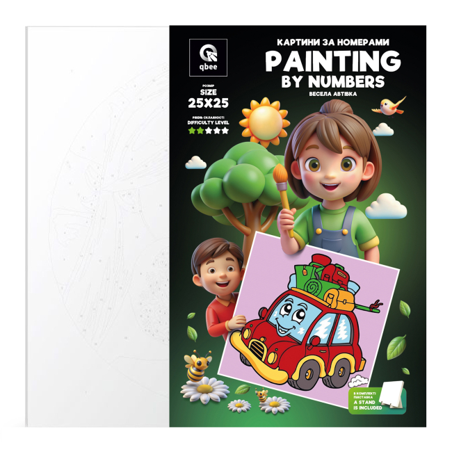 Товари для малювання - Картина за номерами Qbee Весела автівка 25 х 25 см (QB900-071)#5