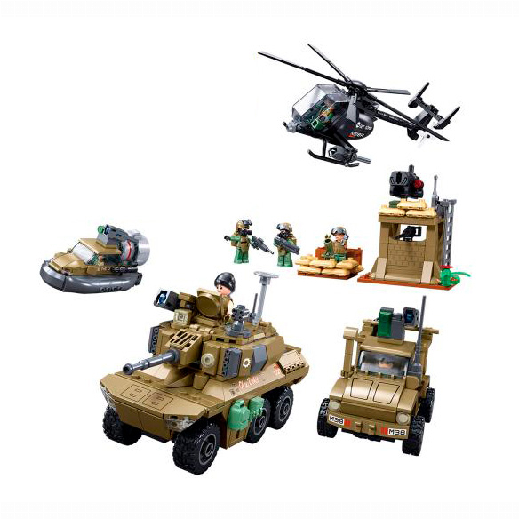 Конструктори з унікальними деталями - Конструктор Sluban Військовий транспорт 744 деталі (M38-B1254)#2