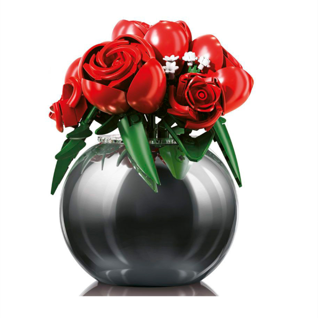 Конструктори з унікальними деталями - Конструктор Sluban Квіти у вазі Троянди 525 деталей (M38-P8061)#2