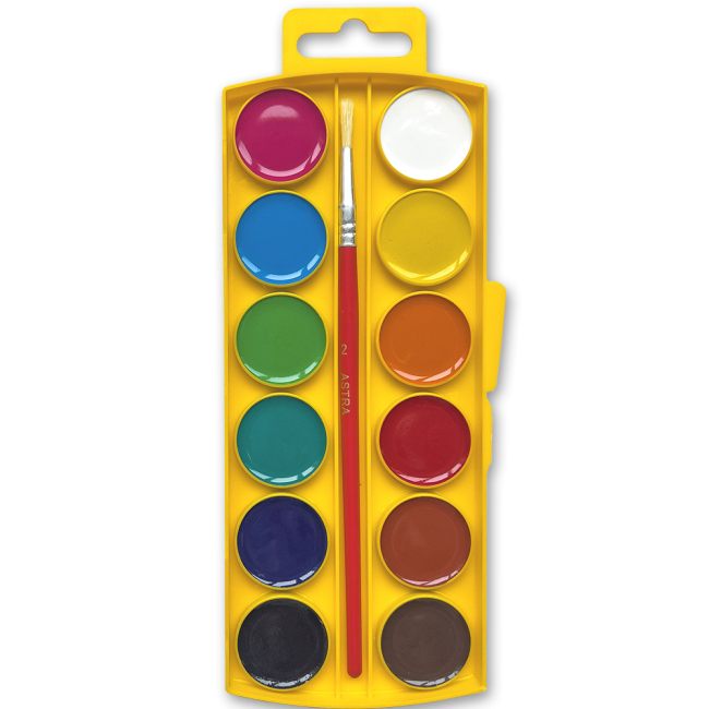 Канцтовары - Краски акварельные медовые Школярик 12 цветов (302023003-UA)#2