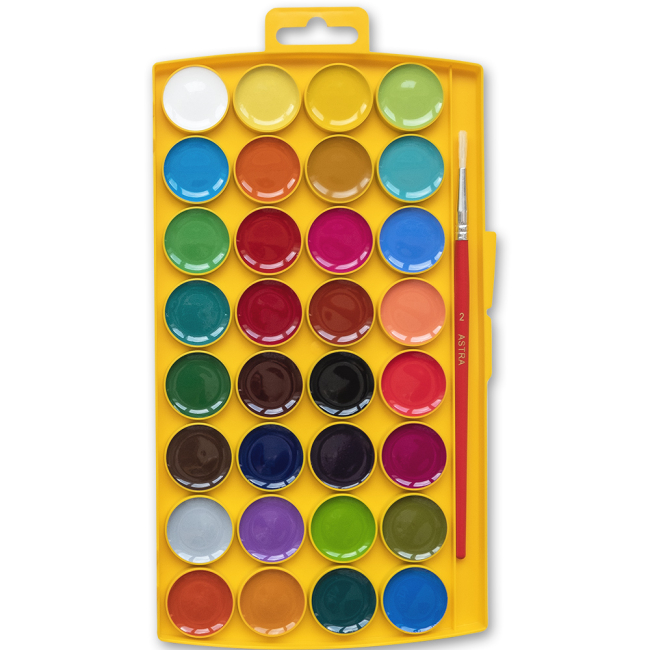 Канцтовары - Краски акварельные медовые Школярик 32 цвета (302023002-UA)#2