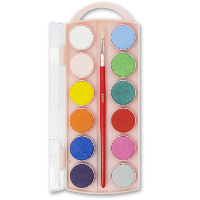 Канцтовары - Краски акварельные Школяр пастельные 12 цветов в ассортименте (302122001-UA)#2