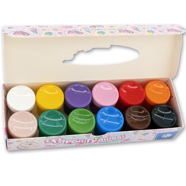 Канцтовары - Краски гуашь Школярик Unicorn 12 цветов (301221008-UA)#2