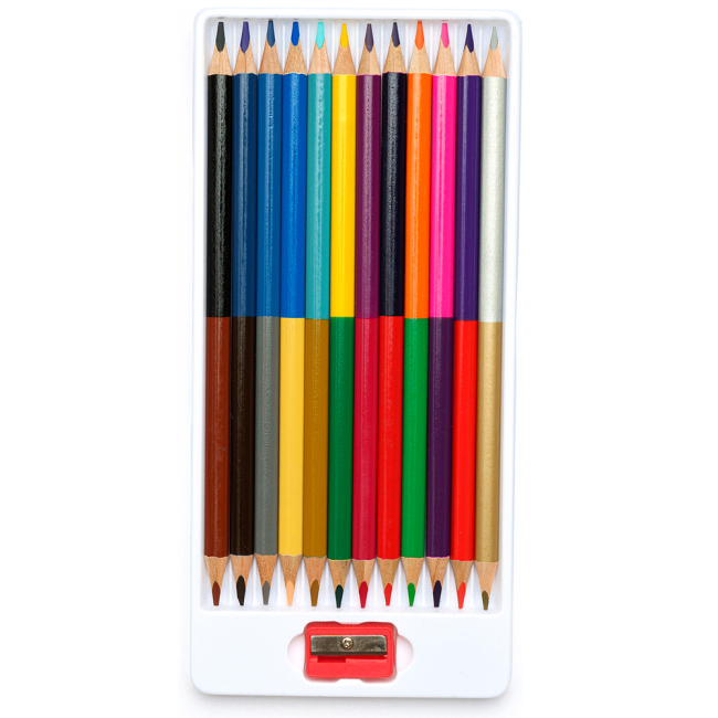 Канцтовары - Карандаши Школярик Трехгранные двухсторонние 24 цвета (312113001-UA)#2