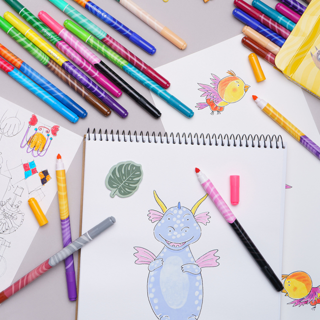 Канцтовари - ​Набір фломастерів двосторонніх Школярик 24 кольори (314118001-UA)#3