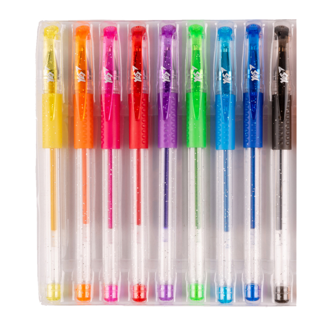 Канцтовари - Набір гелевих ручок Yes Glitter 9 штук (420431)#2