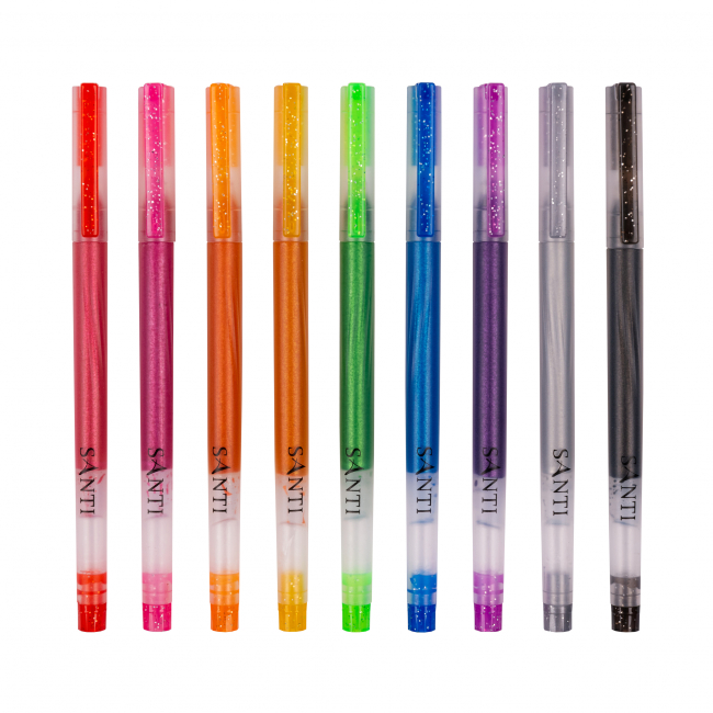 Канцтовары - Набор гелевых ручек Santi Glitter 9 штук  (420471)#2