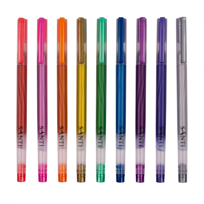 Канцтовари - Набір гелевих ручок Santi Metallic 9 штук (420473)#2