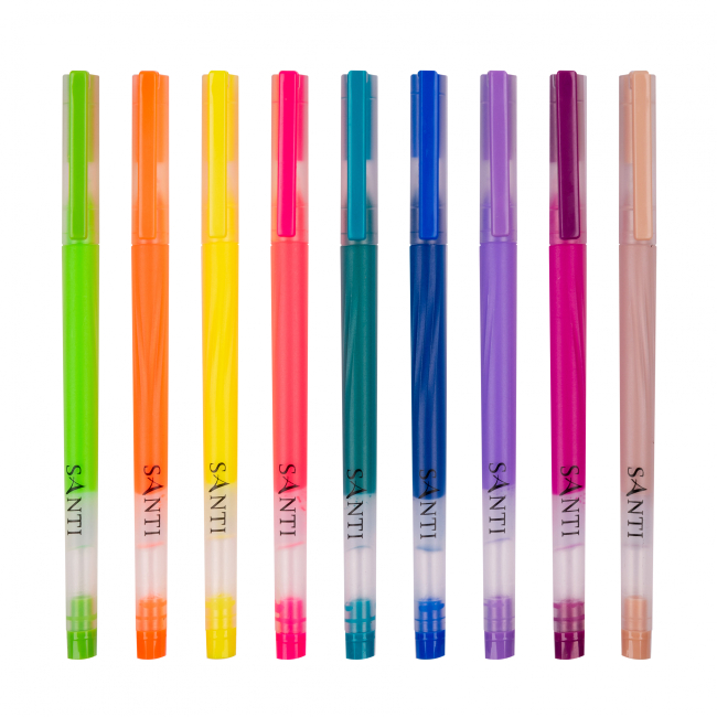 Канцтовари - Набір гелевих ручок Santi Neon 9 штук (420472)#2