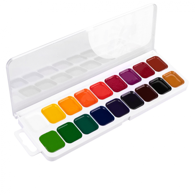 Канцтовары - Краски акварельные медовые 1 Вересня 18 цветов (110272)#2