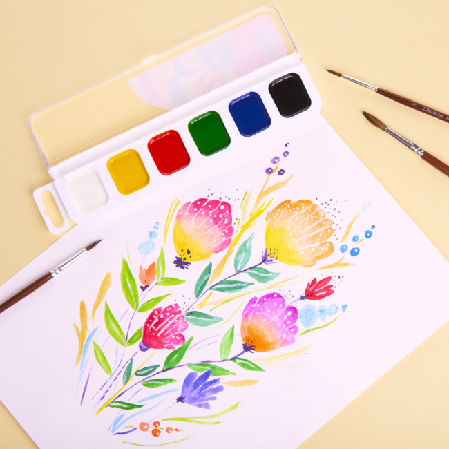 Канцтовары - Краски акварельные 1 Вересня Медовые 6 цветов (110269)#6