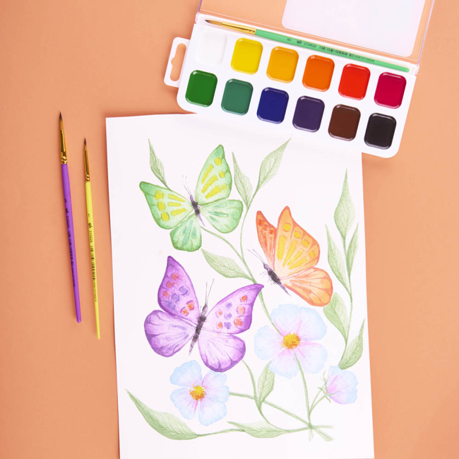 Канцтовары - Краски акварельные Yes Orange Line 12 цветов (110299)#4