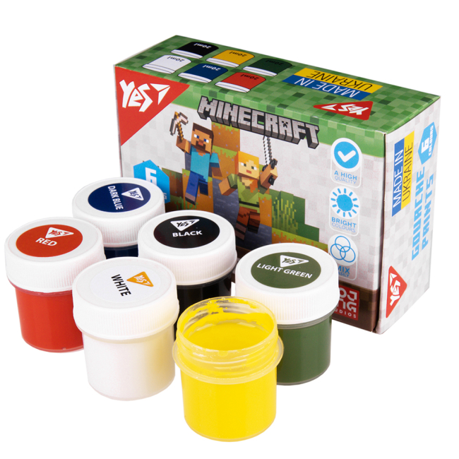 Канцтовари - Фарби гуаш Yes Minecraft 6 кольорів (230405)#4
